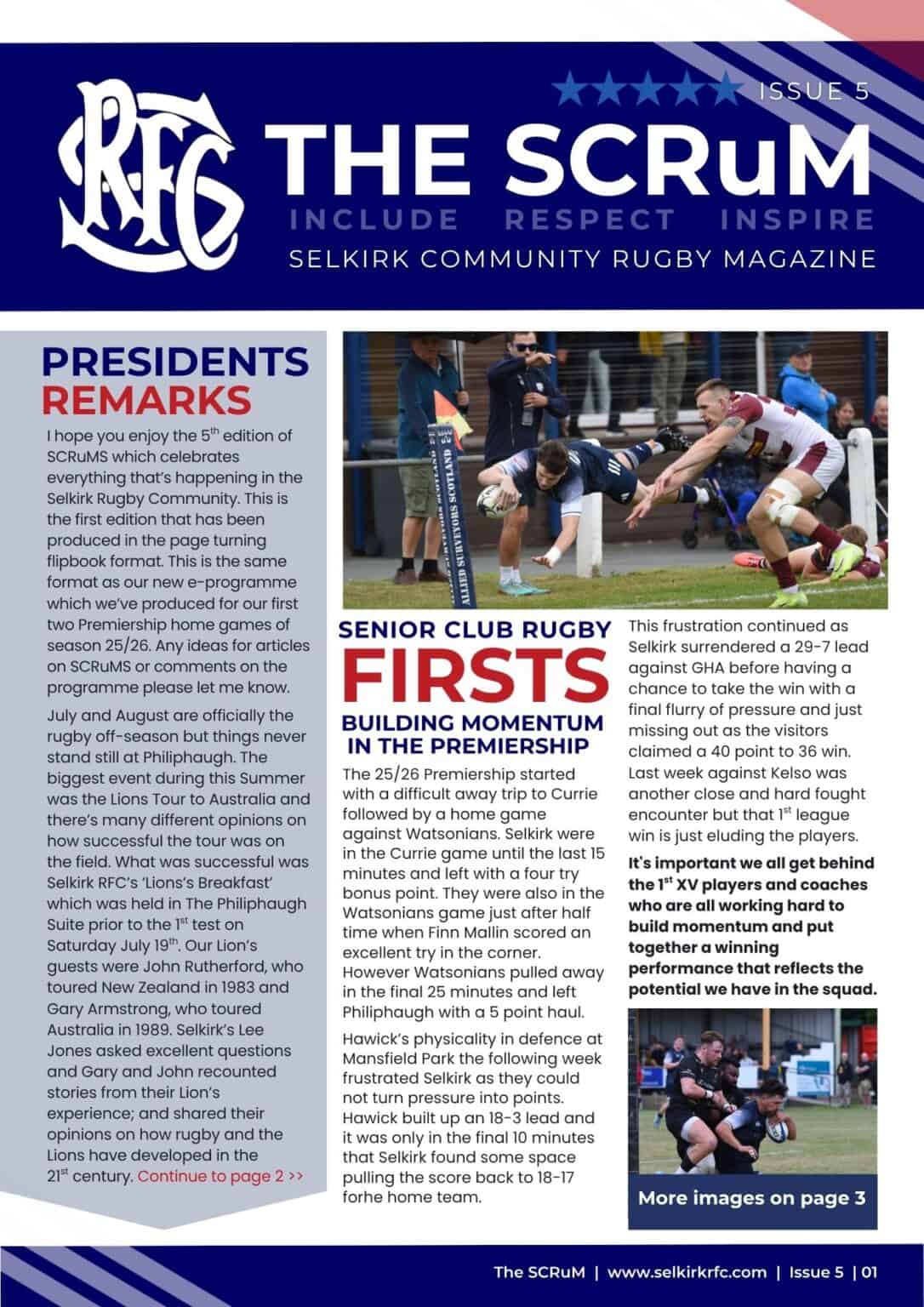 Selkirk Rfc The SCRuM – 5th Edition – Selkirk Rugby Club
